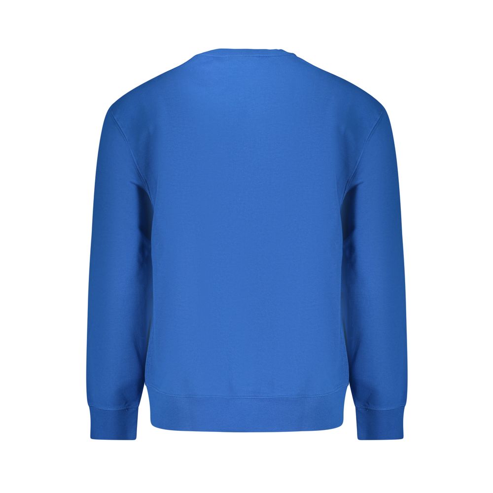 Calvin Klein blue cotton men's sweatshirt with long sleeves and crew neck, casual and comfortable for everyday wear.