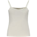 White cotton women's tank top by Calvin Klein, close-up of sleeveless design and soft fabric texture.