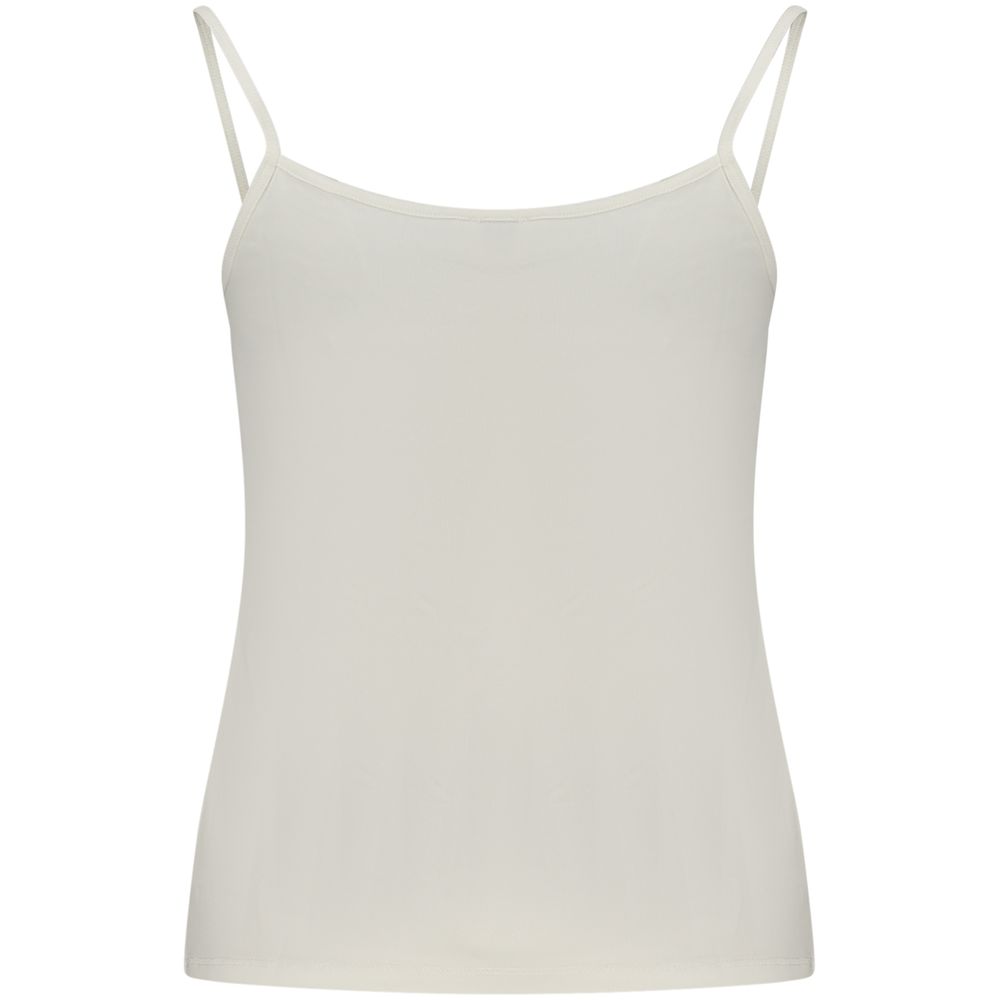 Calvin Klein white cotton women's tank top with sleeveless design and scoop neckline, casual and comfortable for everyday wear.