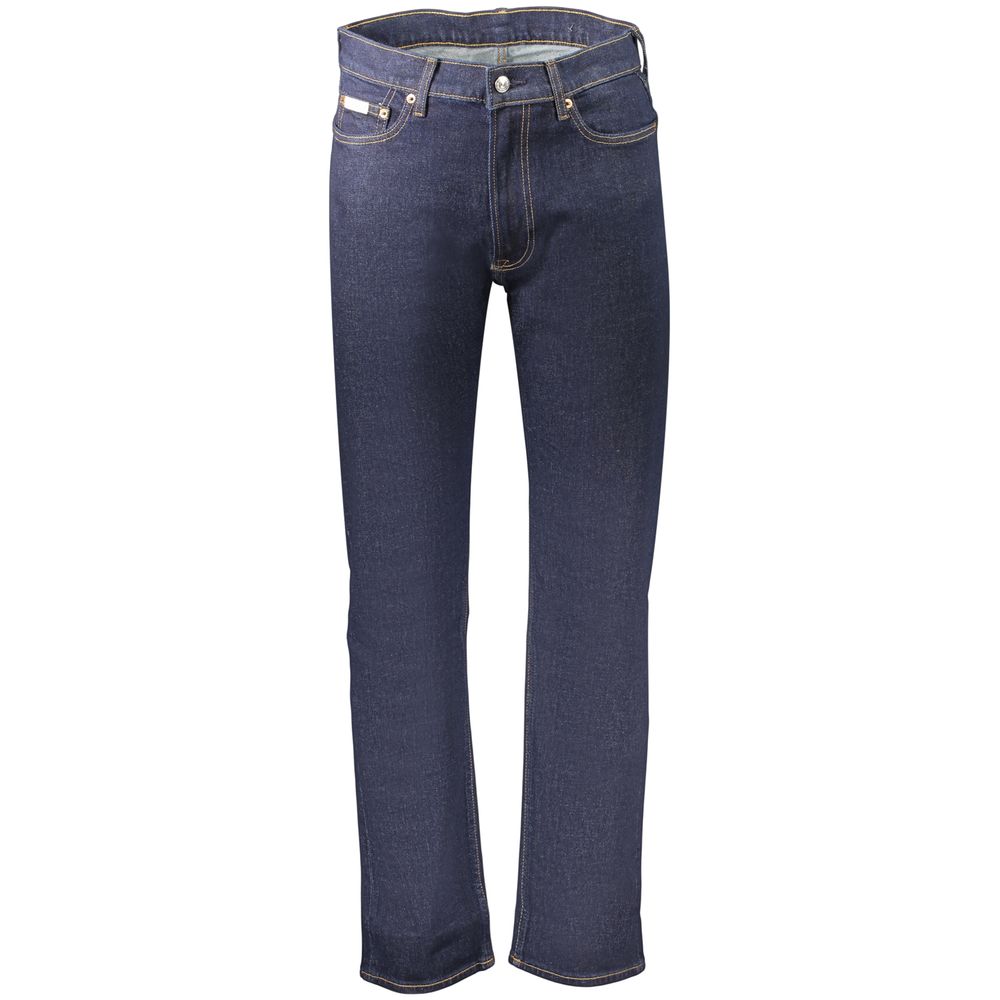 Calvin Klein men's blue cotton jeans featuring a classic fit and stylish design, ideal for casual and elegant wear.