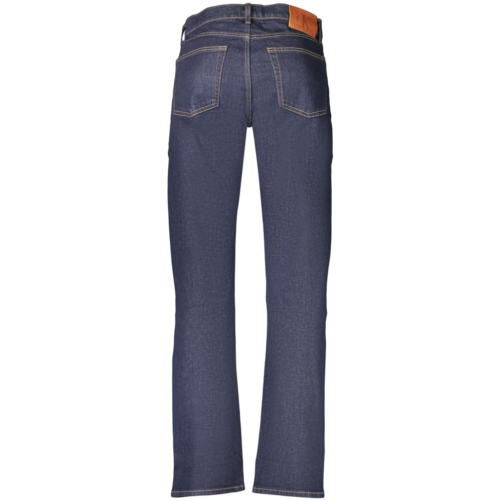 Calvin Klein blue cotton men's jeans with classic fit and stitching, showcasing a stylish, comfortable denim look.