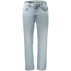 Calvin Klein Azzurro cotton women's jeans with classic fit and five-pocket design, shown in light blue denim.