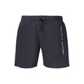 Tommy Hilfiger men's blue polyester shorts with adjustable waistband, front pockets, and casual fit.