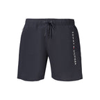 Tommy Hilfiger men's blue polyester shorts with adjustable waistband, front pockets, and casual fit.