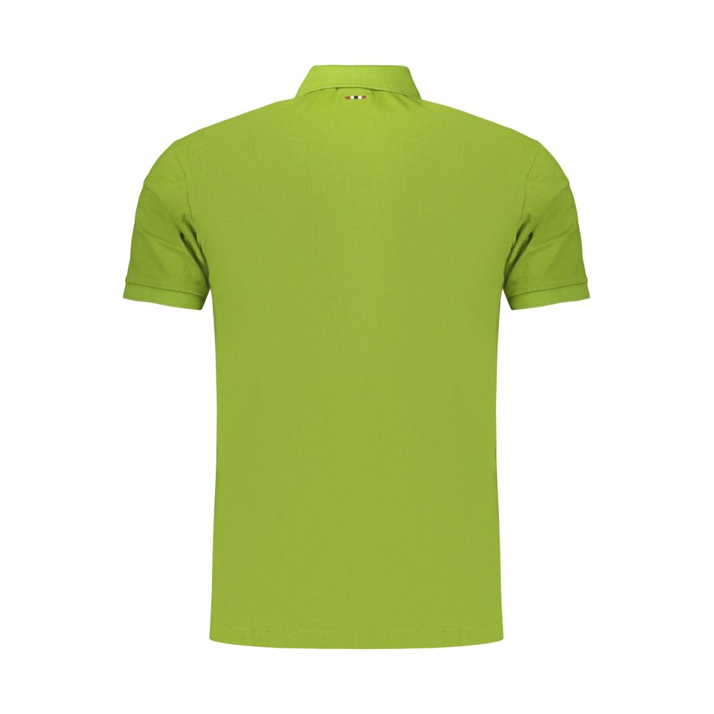 Napapijri men's green cotton polo shirt with a classic collar and short sleeves, casual and comfortable men's fashion.
