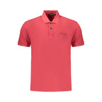 Red cotton men's polo shirt by Napapijri, featuring a classic collar and short sleeves, displayed on a neutral background.