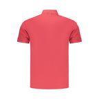 Red Napapijri cotton men's polo shirt with collar and short sleeves, featured on a plain background.