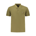 Napapijri men's green cotton polo shirt with a classic collar and short sleeves, displayed on a plain background.