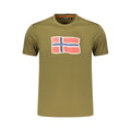Men's Napapijri Verde cotton T-shirt with short sleeves and crew neckline, casual fit, displayed on a plain background.