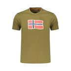 Men's Napapijri Verde cotton T-shirt with short sleeves and crew neckline, casual fit, displayed on a plain background.