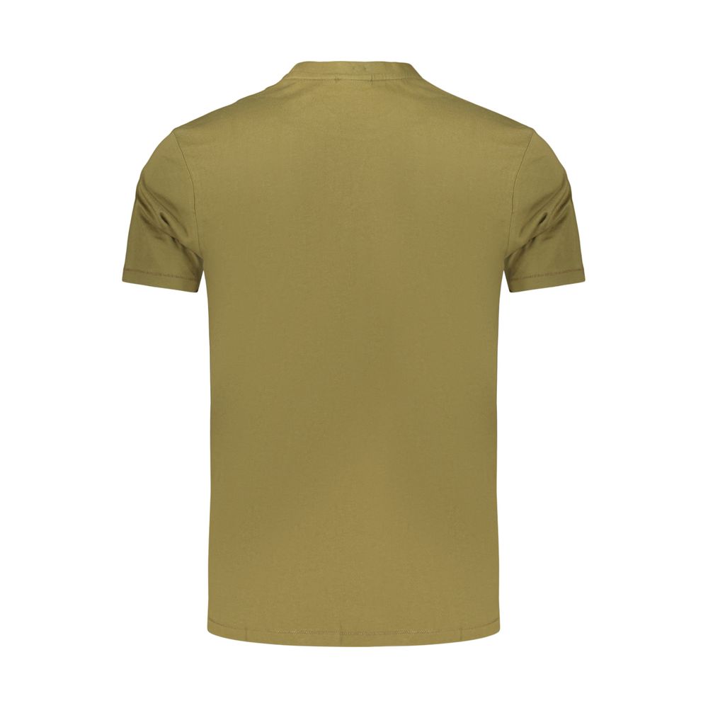 Napapijri Verde cotton men's T-shirt with round neckline and short sleeves, casual fit, displayed on a neutral background.