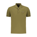 Green cotton men's polo shirt by Napapijri, featuring a classic collar and short sleeves, displayed on a neutral background.