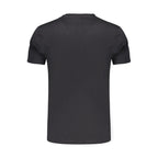 Black cotton men's shirt from Napapijri with a classic collar and button-down front, displayed on a neutral background.