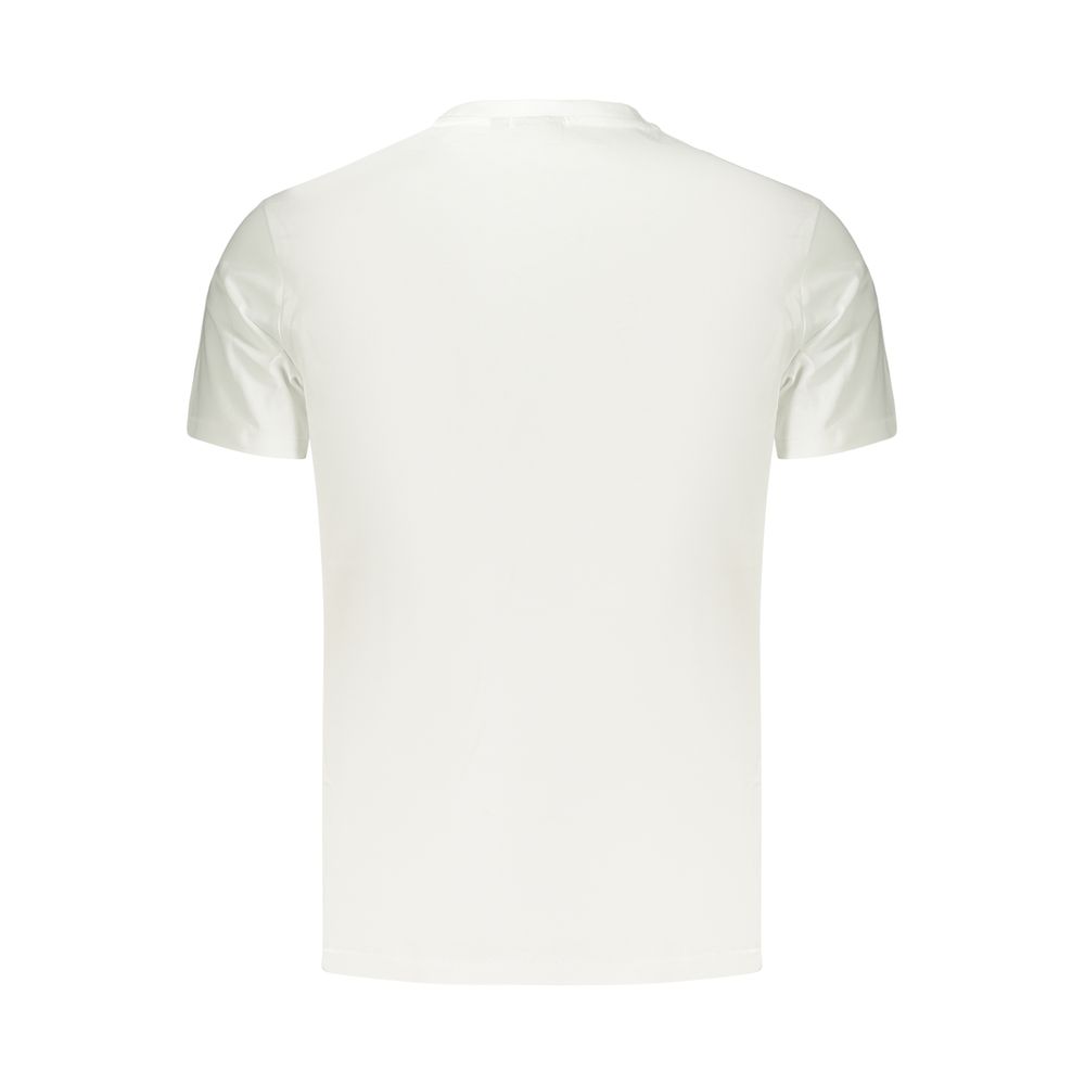 White Napapijri cotton men's T-shirt with a crew neckline and minimal branding, displayed flat on a plain background.