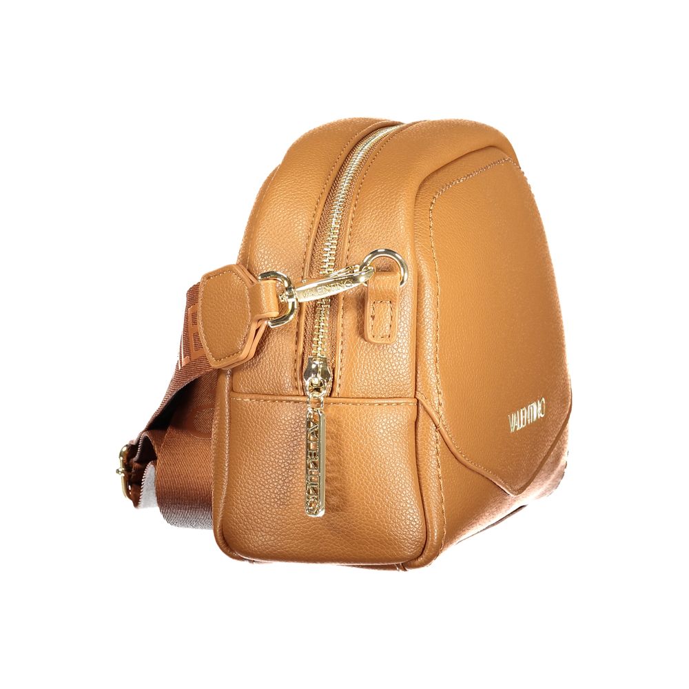 Mario Valentino brown polyurethane women's bag with sleek design and gold-tone hardware, versatile for everyday use.