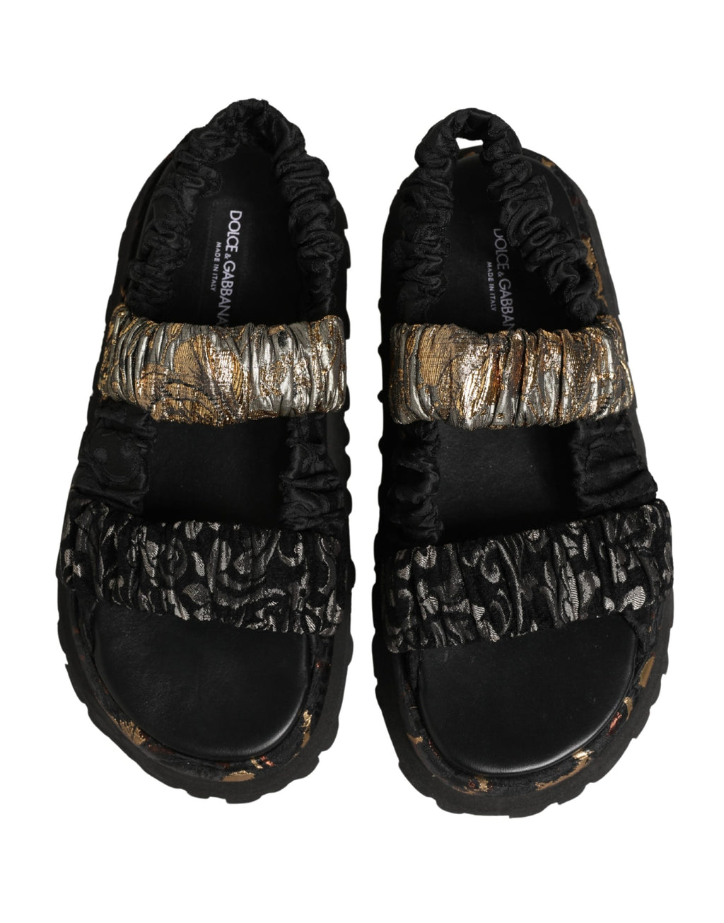 Dolce & Gabbana Black Ruching Detail Flats Men Sandals Shoes