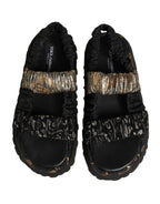 Dolce & Gabbana Black Ruching Detail Flats Men Sandals Shoes