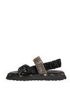 Dolce & Gabbana Black Ruching Detail Flats Men Sandals Shoes