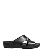 Dolce & Gabbana Black Leather Cutout DG Logo Sandals Shoes - Eljoys Fashion 
