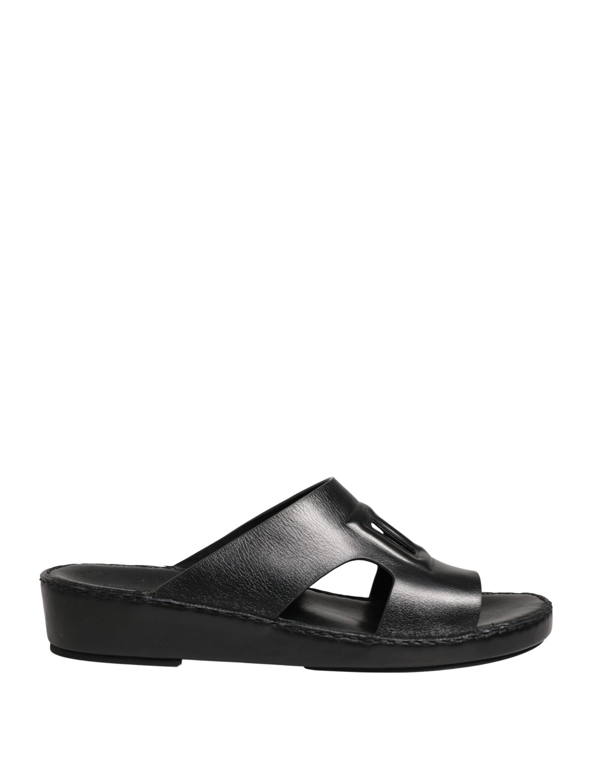 Dolce & Gabbana Black Leather Cutout DG Logo Sandals Shoes - Eljoys Fashion 