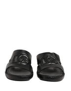 Dolce & Gabbana Black Leather Cutout DG Logo Sandals Shoes - Eljoys Fashion 