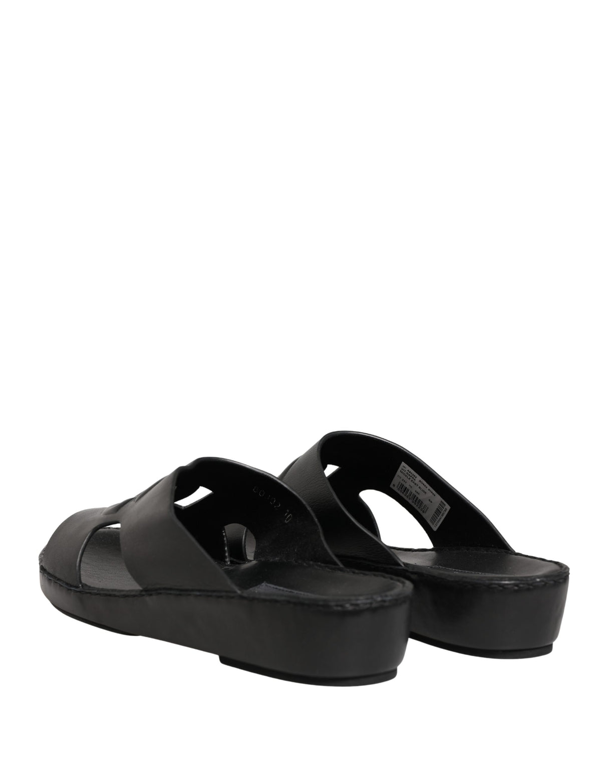 Dolce & Gabbana Black Leather Cutout DG Logo Sandals Shoes - Eljoys Fashion 