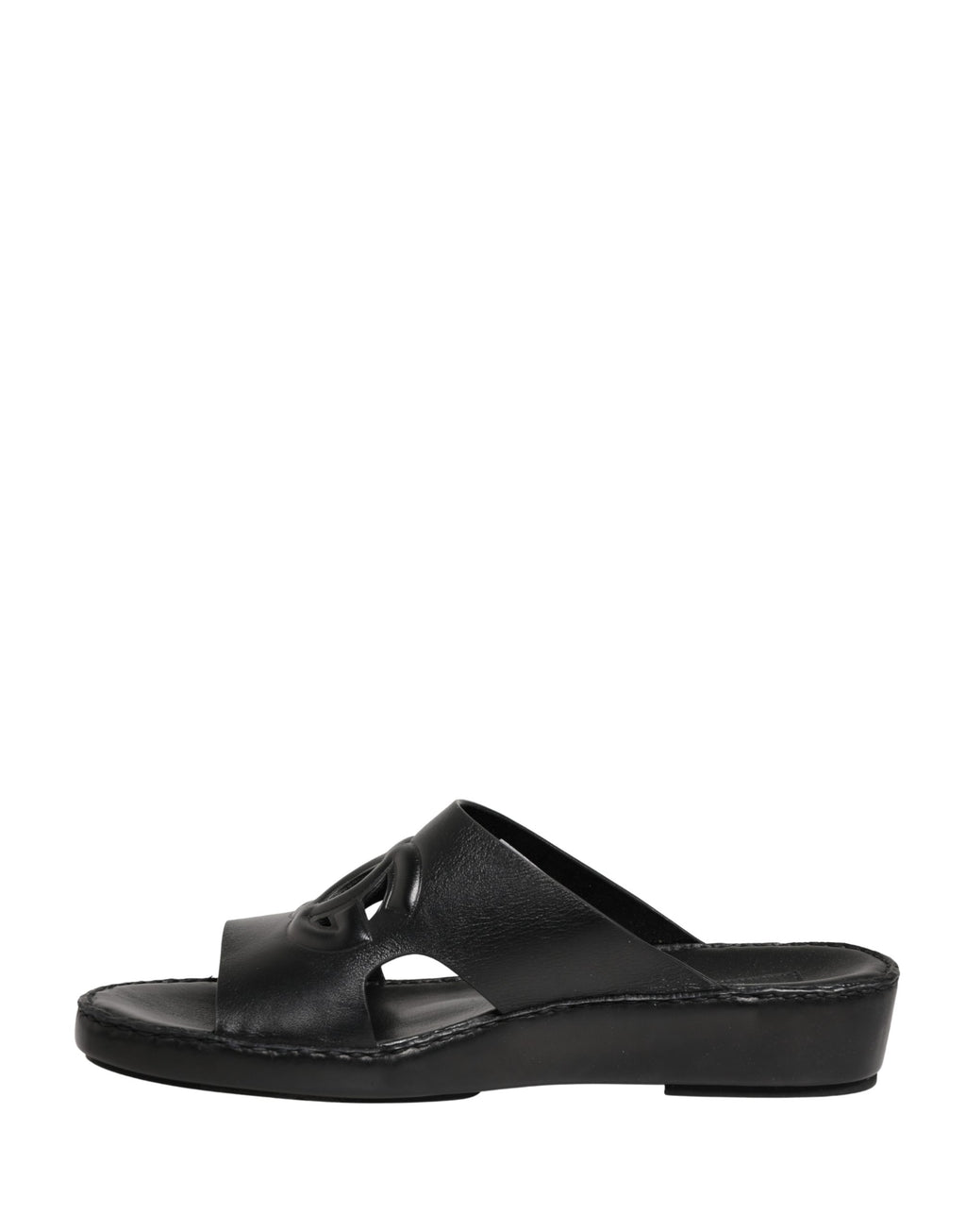 Dolce & Gabbana Black Leather Cutout DG Logo Sandals Shoes - Eljoys Fashion 