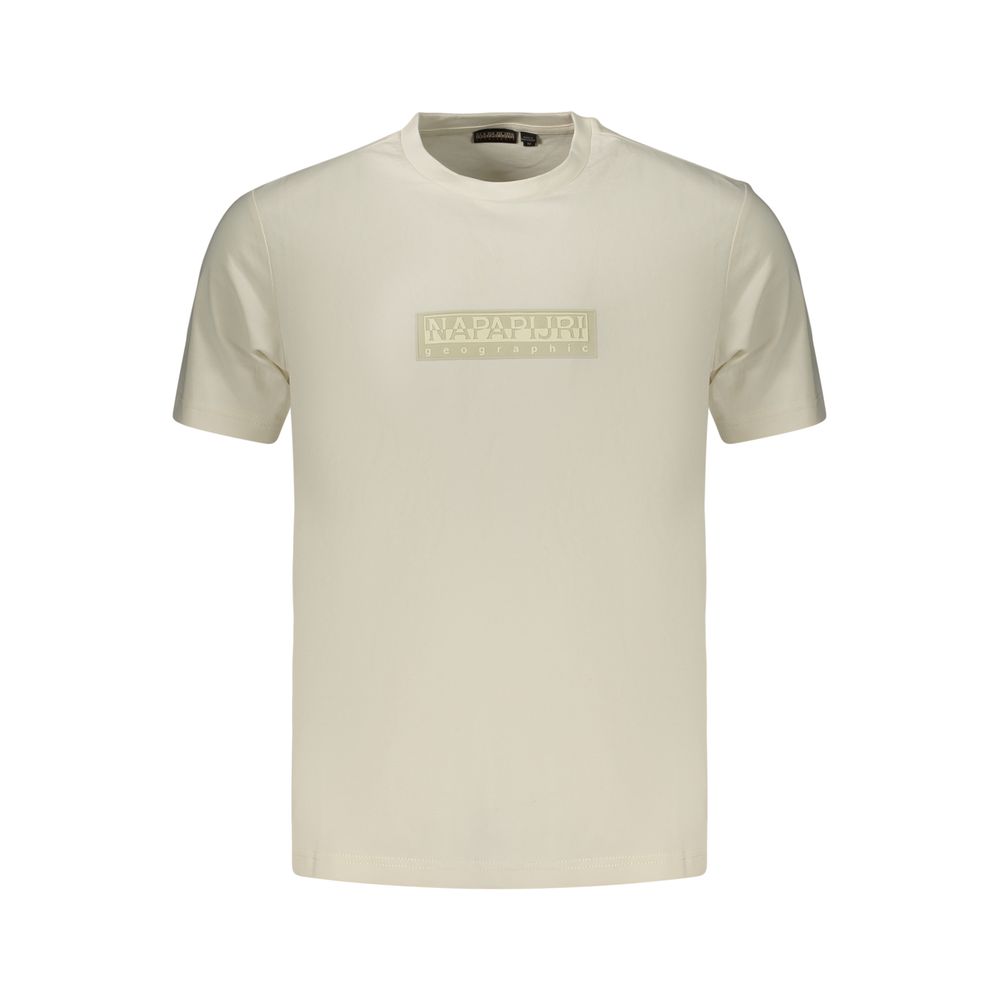 White cotton men's T-shirt by Napapijri, featuring a classic fit and simple design, displayed flat on a plain background.