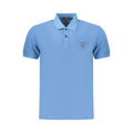 Men's Napapijri Azzurro cotton polo shirt with a classic collar and short sleeves, displayed on a neutral background.