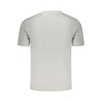 Gray cotton men's T-shirt by Napapijri, featuring a classic fit and simple design, shown laid flat.