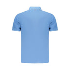 Napapijri Azzurro cotton men's polo shirt in light blue with a classic collar and short sleeves.