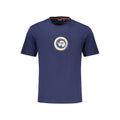 Napapijri blue cotton men's T-shirt with crew neckline and short sleeves, casual style, front view.