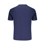 Napapijri blue cotton men's T-shirt with round neckline and short sleeves, casual style and comfortable fit.