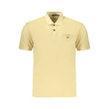 Beige Napapijri men's cotton polo shirt with a classic collar and short sleeves, displayed on a plain background.