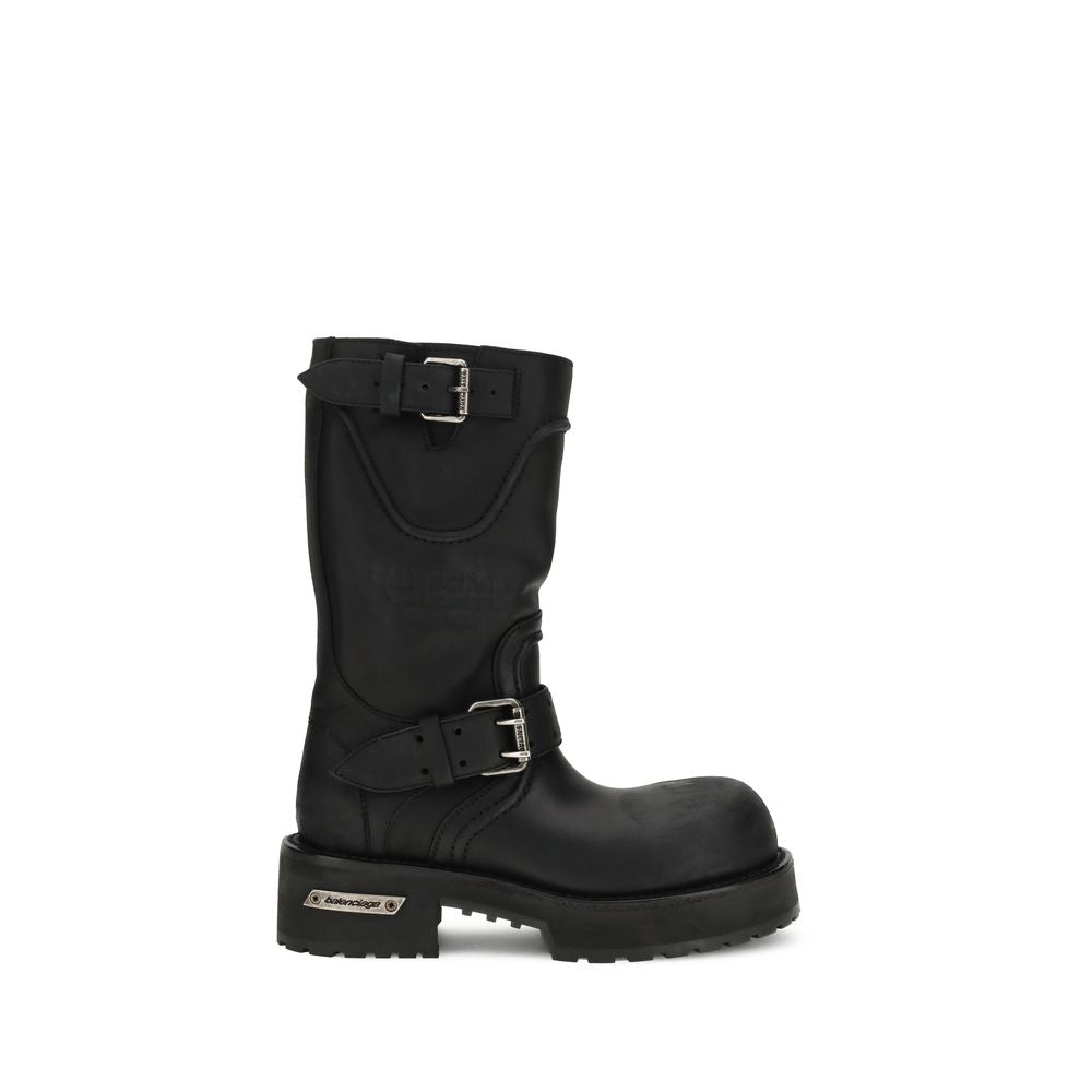 Balenciaga Black Calf Leather Bos Taurus Lace-Up Boots Balenciaga