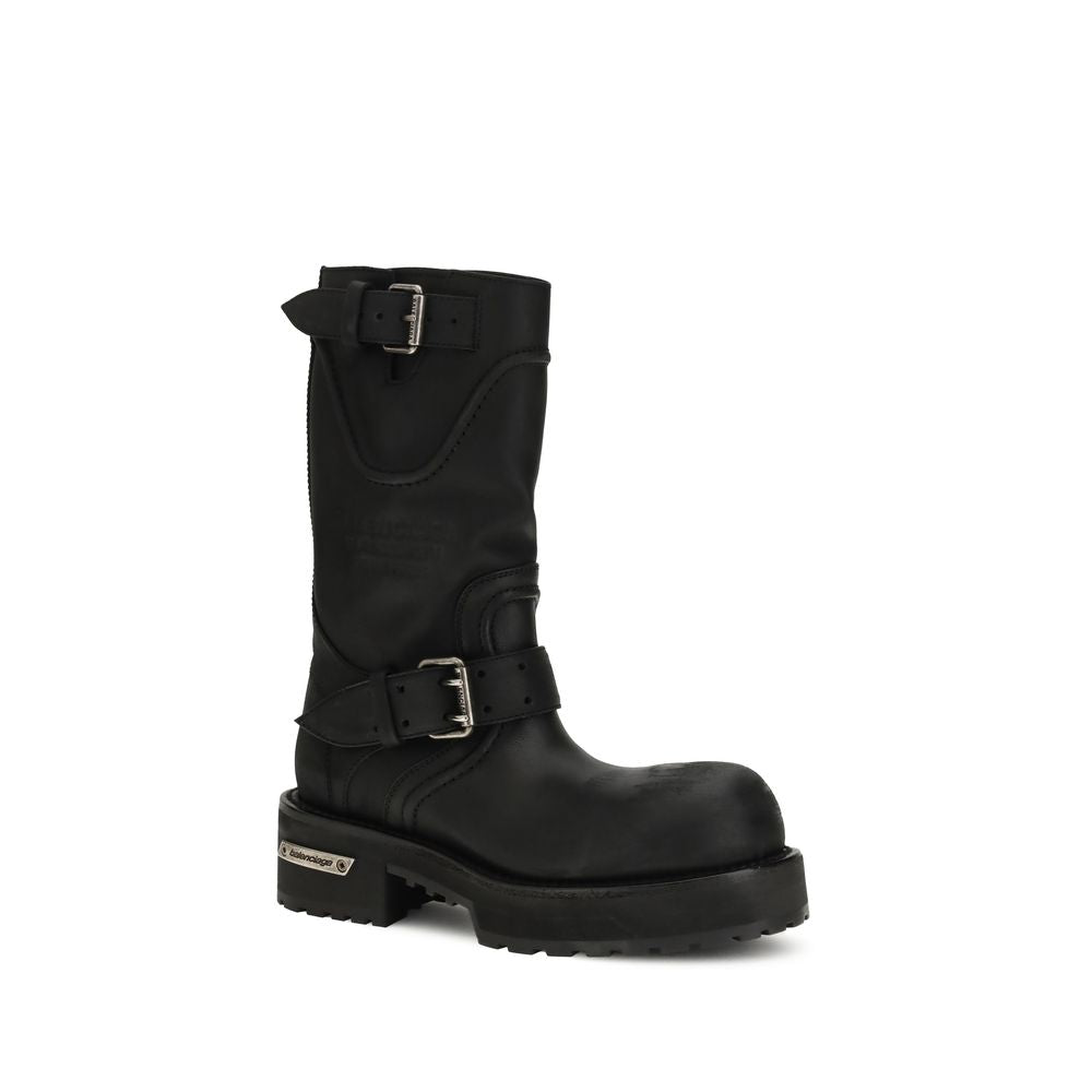 Balenciaga Black Calf Leather Bos Taurus Lace-Up Boots Balenciaga