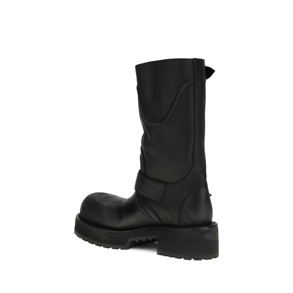 Balenciaga Black Calf Leather Bos Taurus Lace-Up Boots Balenciaga