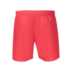 Tommy Hilfiger Rosso polyester men's swimwear with adjustable waistband and logo detail, shown on a model.