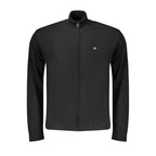 Black cotton men's sweater by Napapijri, featuring a classic crewneck design and subtle branding detail.