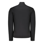 Black cotton men's sweater by Napapijri featuring a classic crewneck design and subtle branding detail.