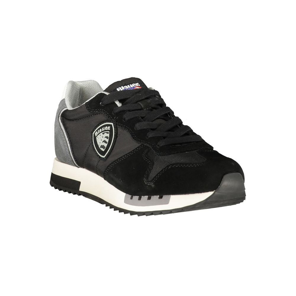 Blauer men's black polyurethane sneaker with sleek design and cushioned sole, ideal for casual and athletic wear.