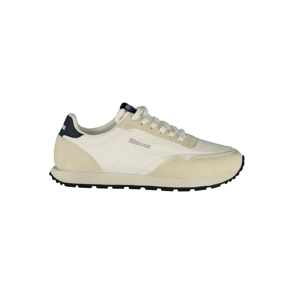 Blauer Bianco polyester men's sneaker with white and blue design, casual athletic footwear with lace-up closure.