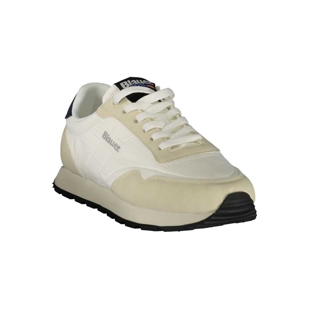Blauer Bianco men's polyester sneaker with white and blue design, featuring a lace-up closure and athletic style.