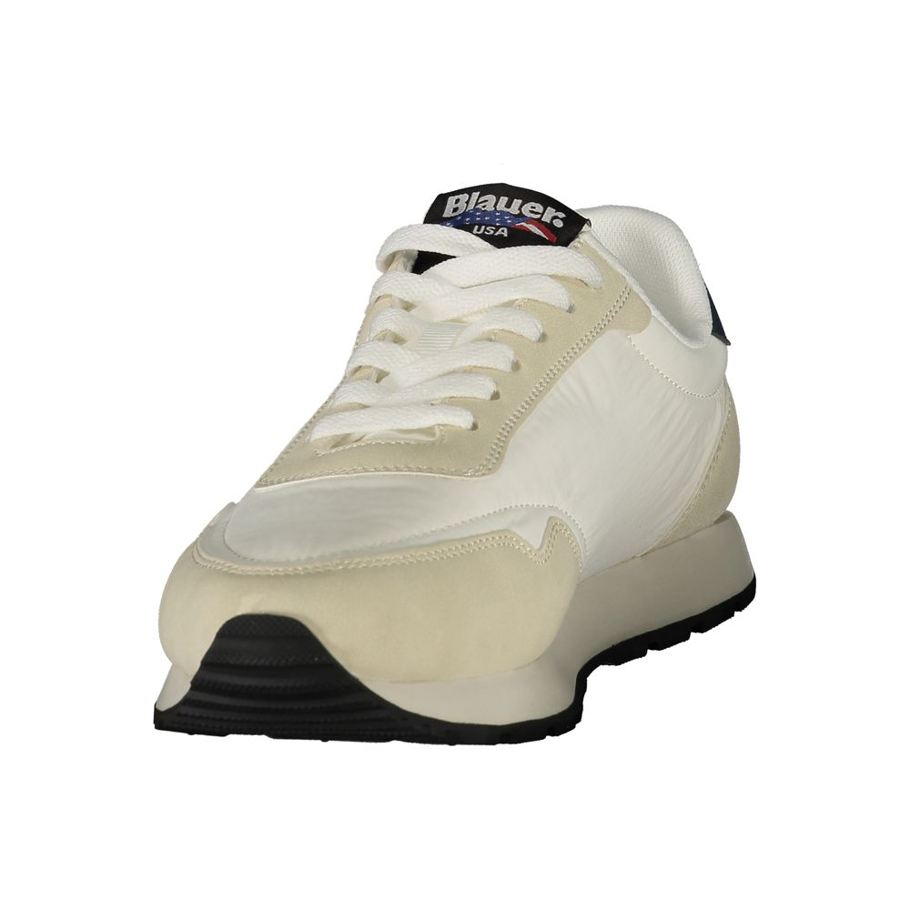 Blauer Bianco polyester men's sneaker with white design, laces, and sporty sole, showcasing casual athletic footwear.