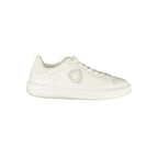 White polyurethane men's sneaker by Blauer with sleek design and rubber sole, perfect for casual and athletic wear.