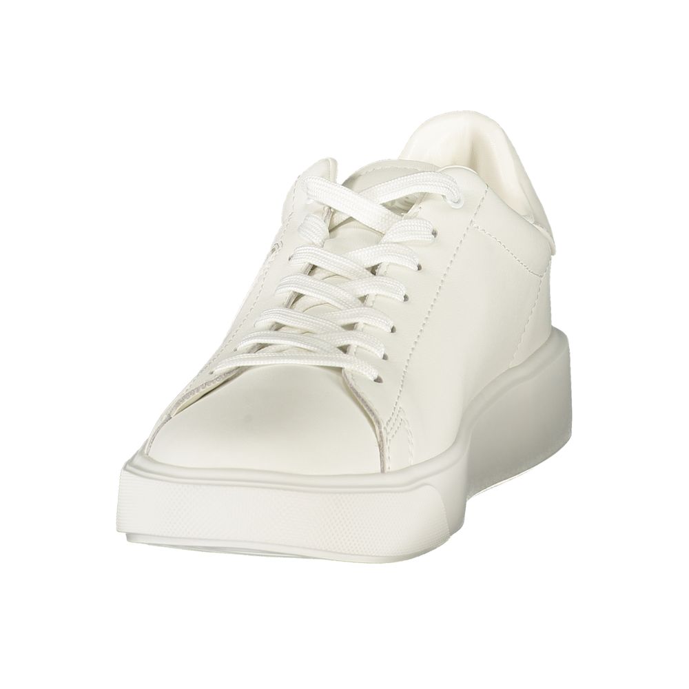 Blauer white polyurethane men's sneaker with white laces and cushioned sole, casual athletic shoe on a white background
