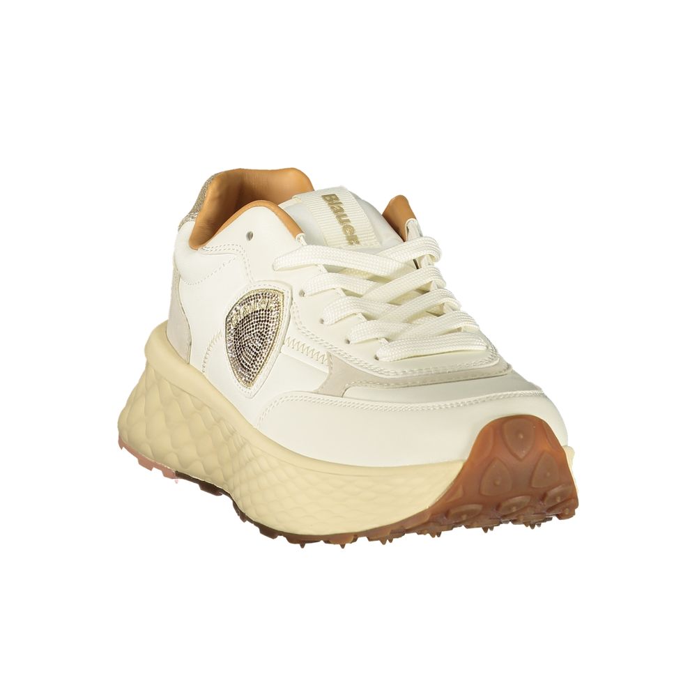 Blauer beige polyurethane women's sneaker with white sole and lace-up design, casual athletic style.