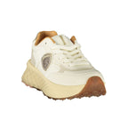 Blauer beige polyurethane women's sneaker with white sole and lace-up design, casual athletic style.