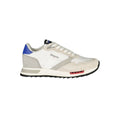 White polyester men's sneaker by Blauer featuring a sleek design and comfortable fit.