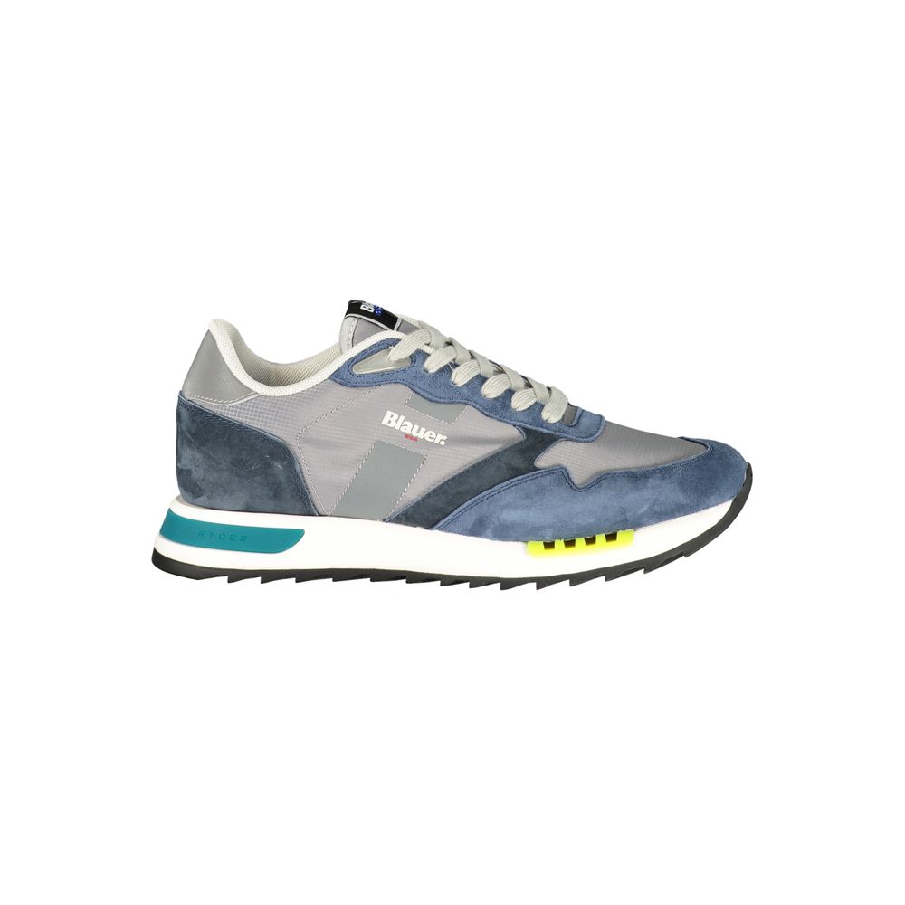 Blauer men's blue polyester sneaker with white sole, casual athletic shoe, stylish and comfortable for everyday wear.